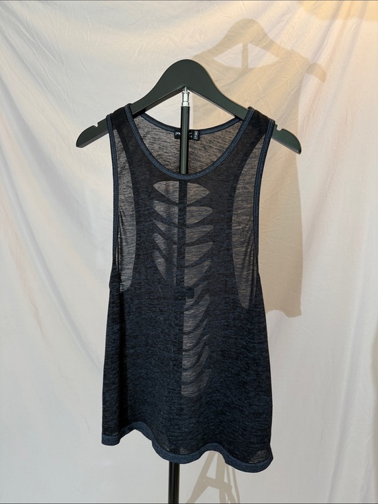 None Tops - Bundle Black Sheer Ribbed Cutout Tank Top And Grey Breathable Tank